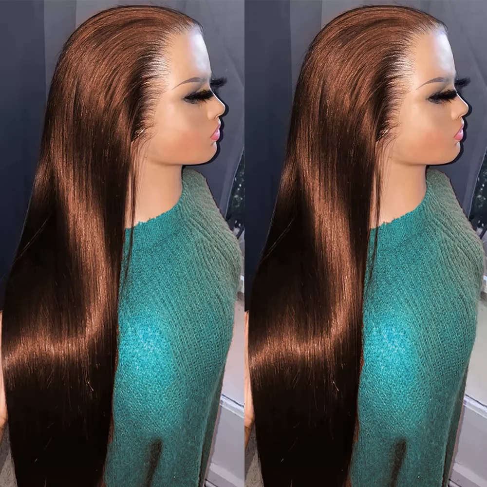 230% Chocolate Brown13x4 Lace Frontal Wig Straight Lace Front Wigs Pre Plucked Remy Transparent Brazilian 30 36inch Human Hair