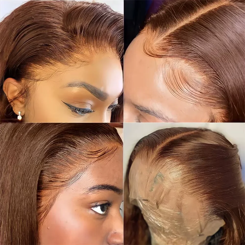 230% Chocolate Brown13x4 Lace Frontal Wig Straight Lace Front Wigs Pre Plucked Remy Transparent Brazilian 30 36inch Human Hair