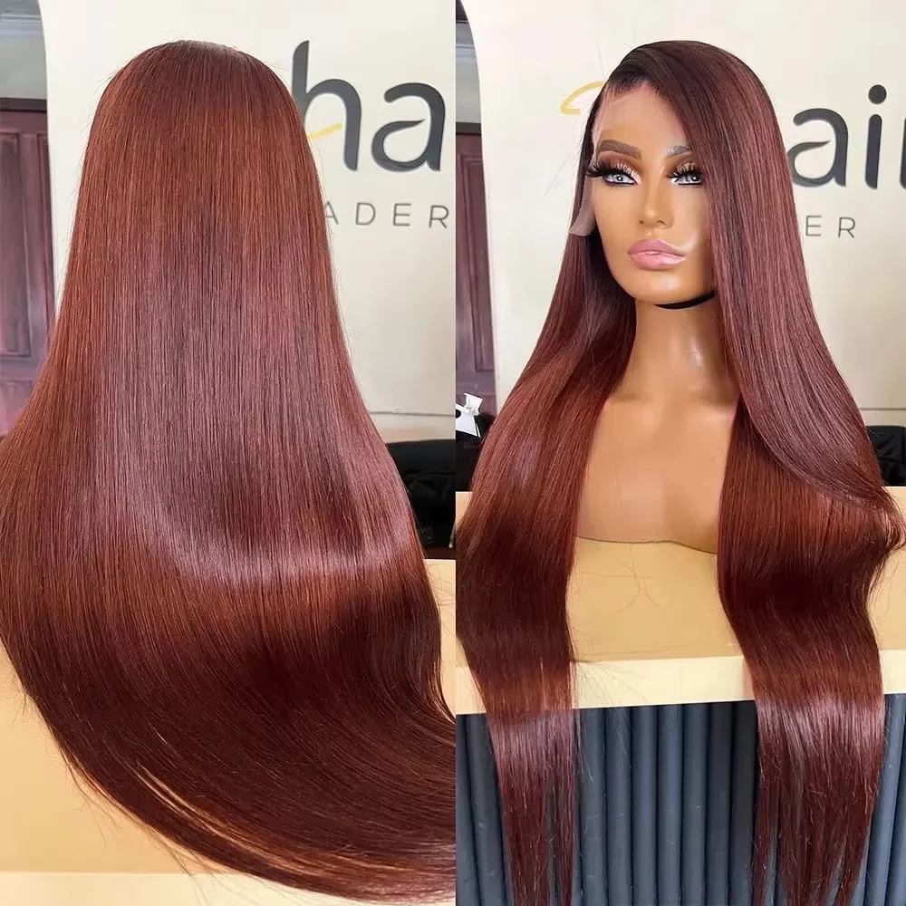 230% Chocolate Brown13x4 Lace Frontal Wig Straight Lace Front Wigs Pre Plucked Remy Transparent Brazilian 30 36inch Human Hair