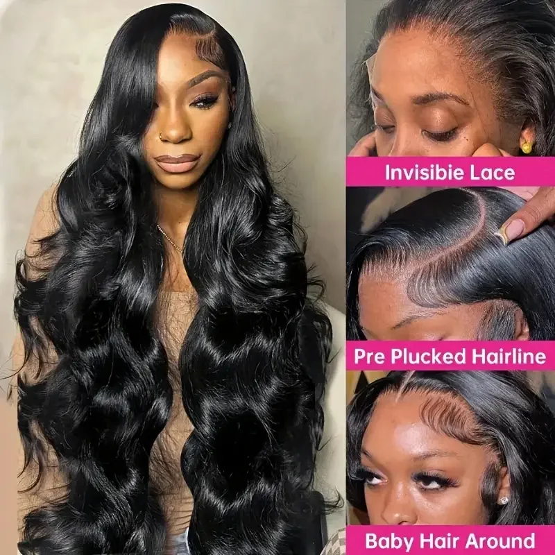 32 34 Inch 4x4 Lace Closure Wigs Human Hair Pre Plucked 4x4 Body Wave Lace Front Wigs Human Hair 180% Density Virgin Hair