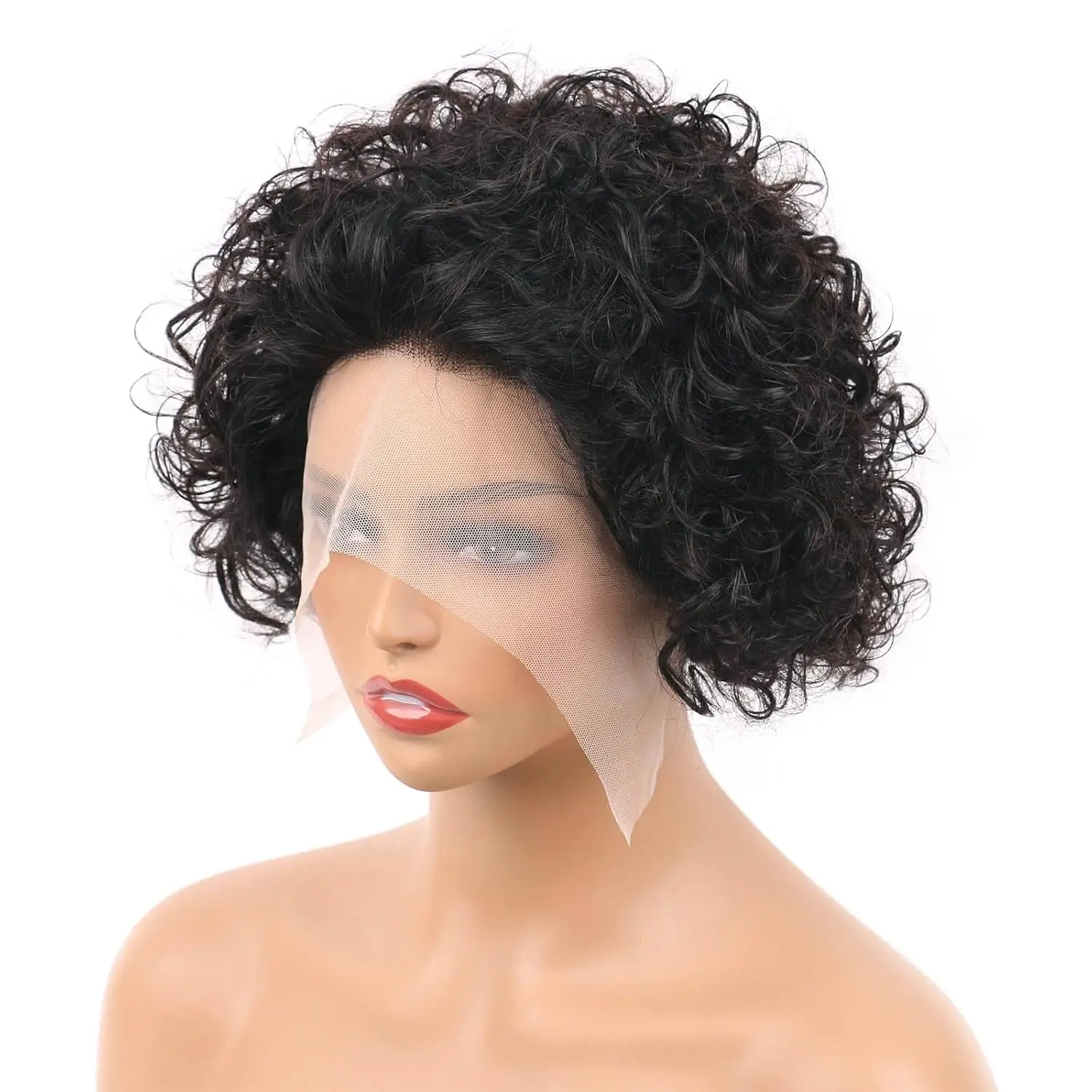 13x4 Pixie Cut Short Curly Human Hair Wigs Cheap 13x1 T Part Transparent Lace Wigs For Black Women Natural Hair Pre Plucked
