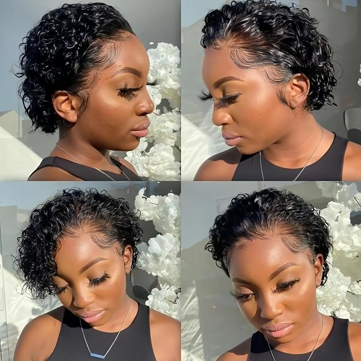 13x4 Pixie Cut Short Curly Human Hair Wigs Cheap 13x1 T Part Transparent Lace Wigs For Black Women Natural Hair Pre Plucked