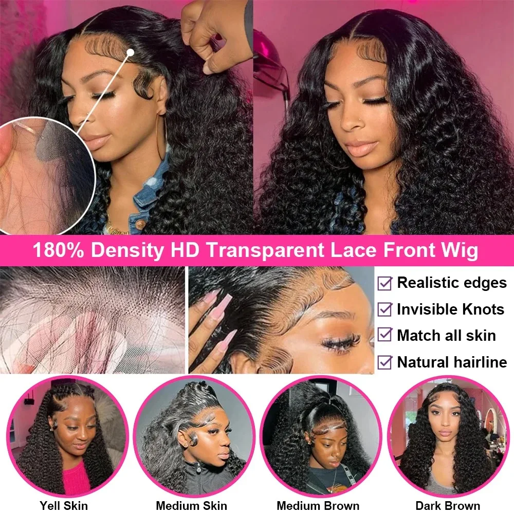 Cutebla 30 40 Inch 13x6 HD Deep Wave Frontal Wig Curly Human Hair Wigs Loose Deep Wig Brazilian 13x4 Lace Front Wig For Women