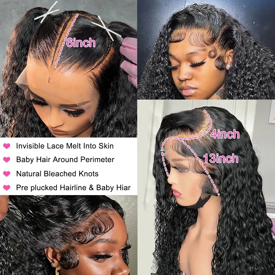 Cutebla 30 40 Inch 13x6 HD Deep Wave Frontal Wig Curly Human Hair Wigs Loose Deep Wig Brazilian 13x4 Lace Front Wig For Women