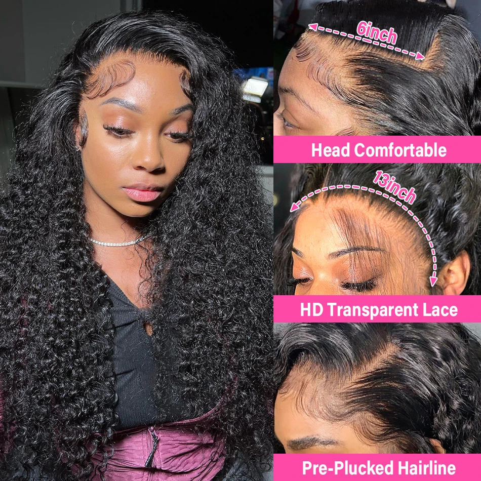 Cutebla 30 40 Inch 13x6 HD Deep Wave Frontal Wig Curly Human Hair Wigs Loose Deep Wig Brazilian 13x4 Lace Front Wig For Women