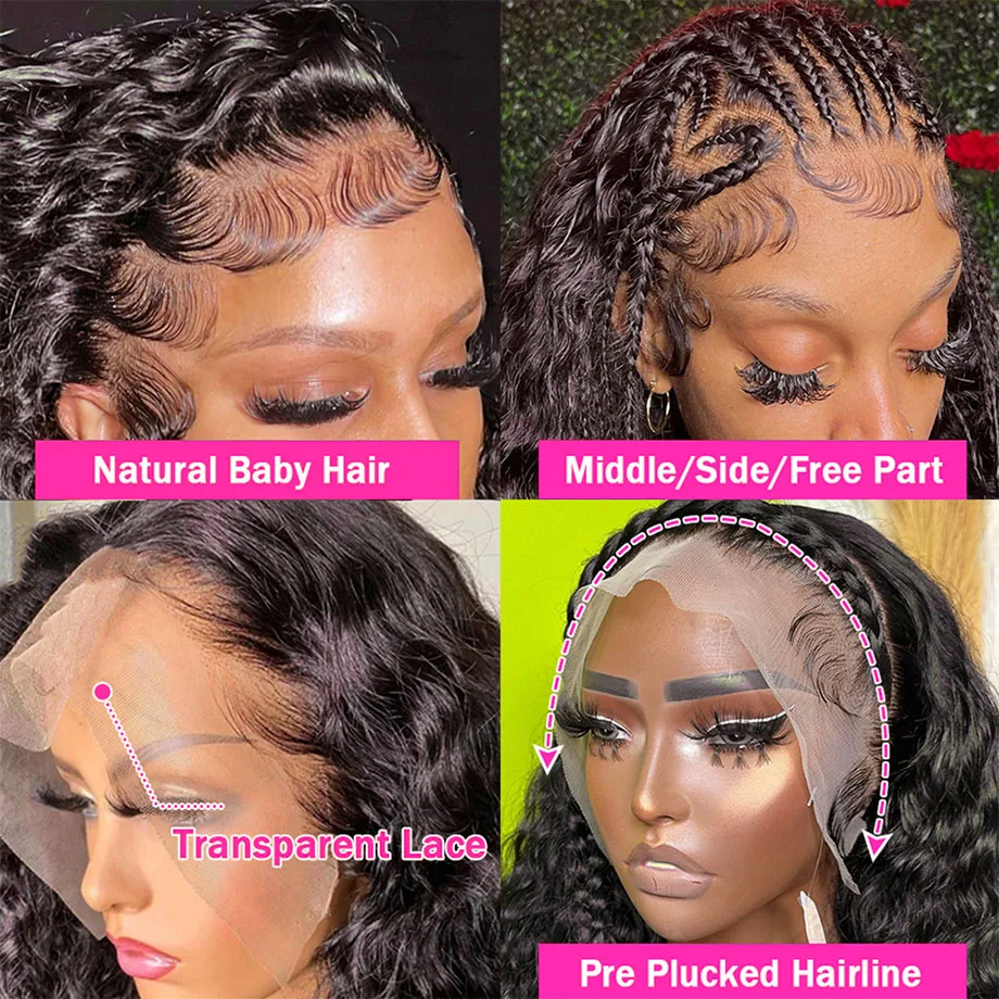Cutebla 30 40 Inch 13x6 HD Deep Wave Frontal Wig Curly Human Hair Wigs Loose Deep Wig Brazilian 13x4 Lace Front Wig For Women