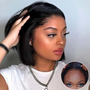 14Inch Short Glueless Wig Human Hair Ready To Wear