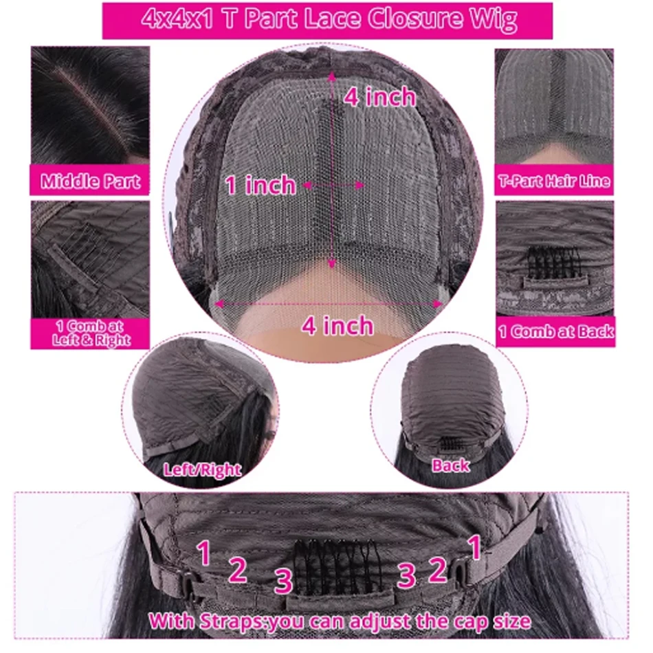 4X1 T part Lace Wig