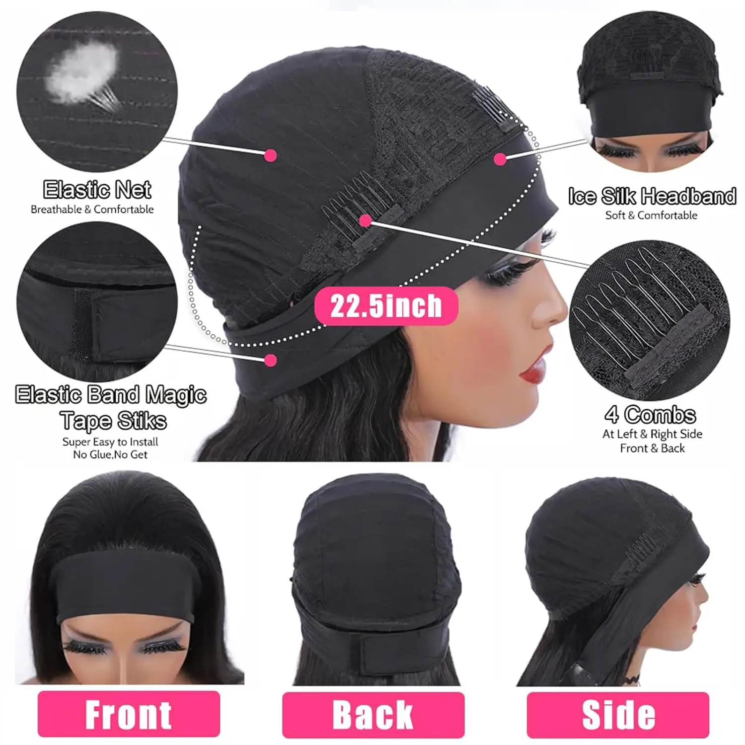 Kinky Curly Headband Wig Human Hair Glueless No Lace Front Wig for Black Women Glueless Machine Made Headband Human Hair Wigs
