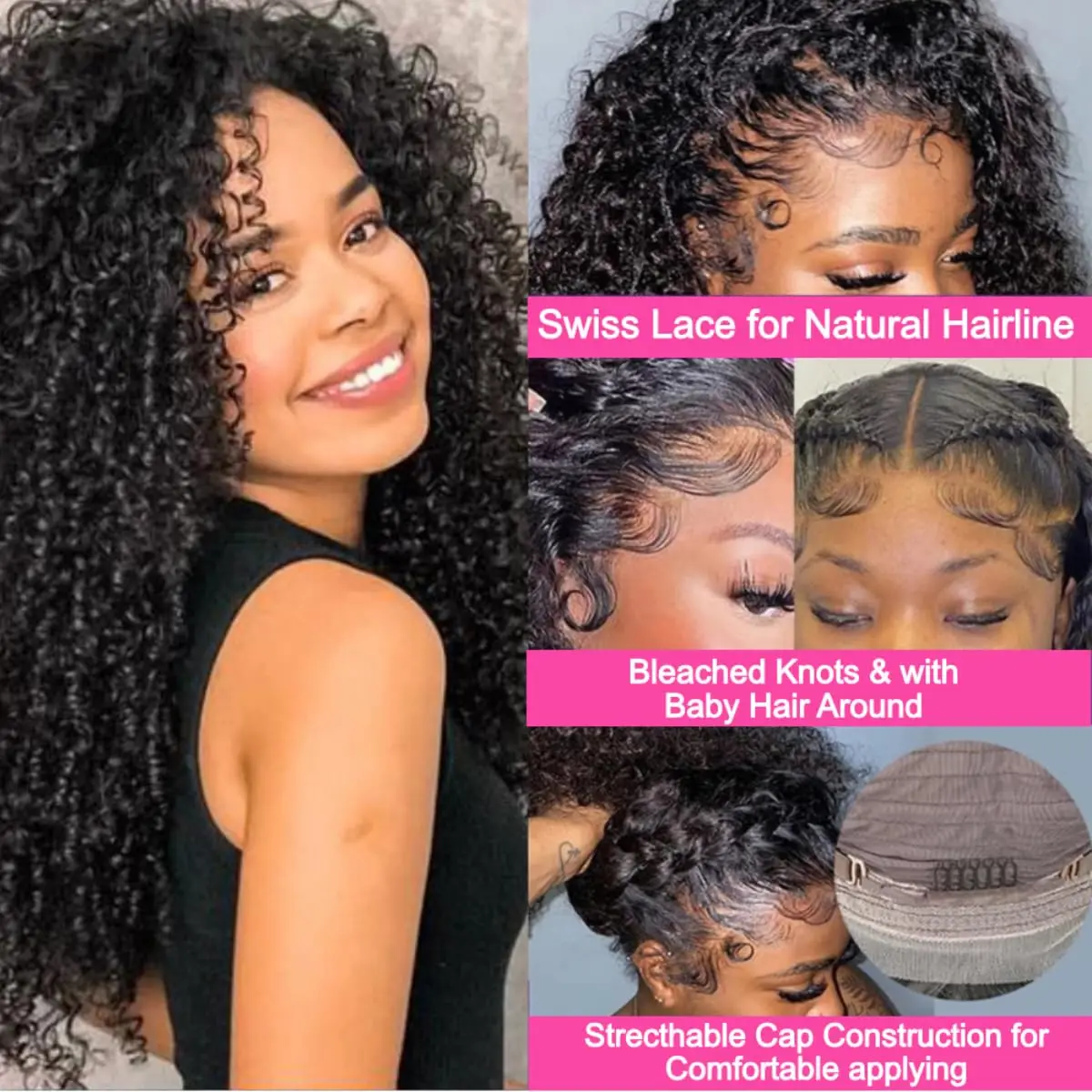 Curly Glueless Human Hair Wig