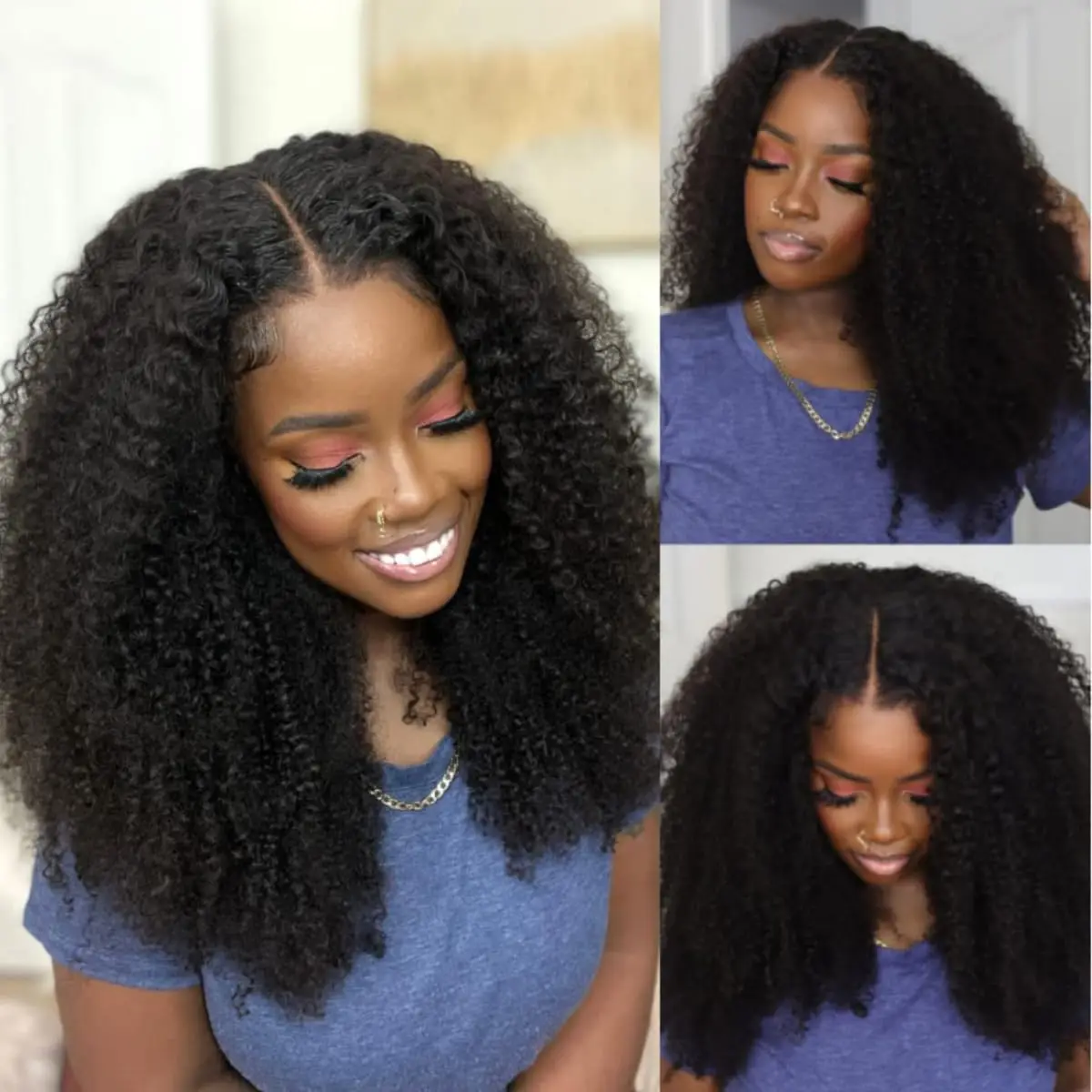 Curly Glueless Human Hair Wig