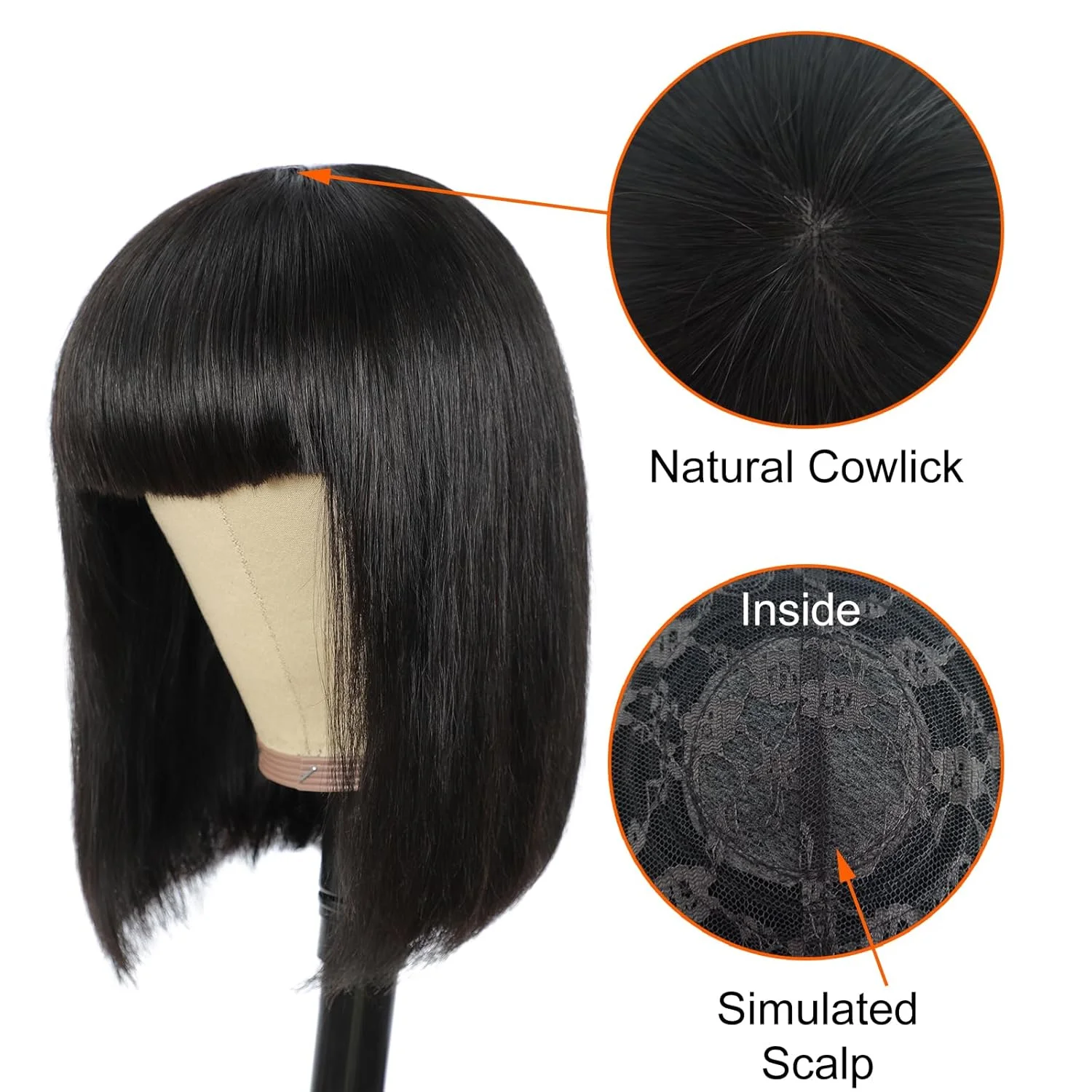 Human Hair Bob Wig Brazilian Straight Human Hair Wigs With Bangs None Lace Front Wigs Glueless Machine Made Wigs For black Women
