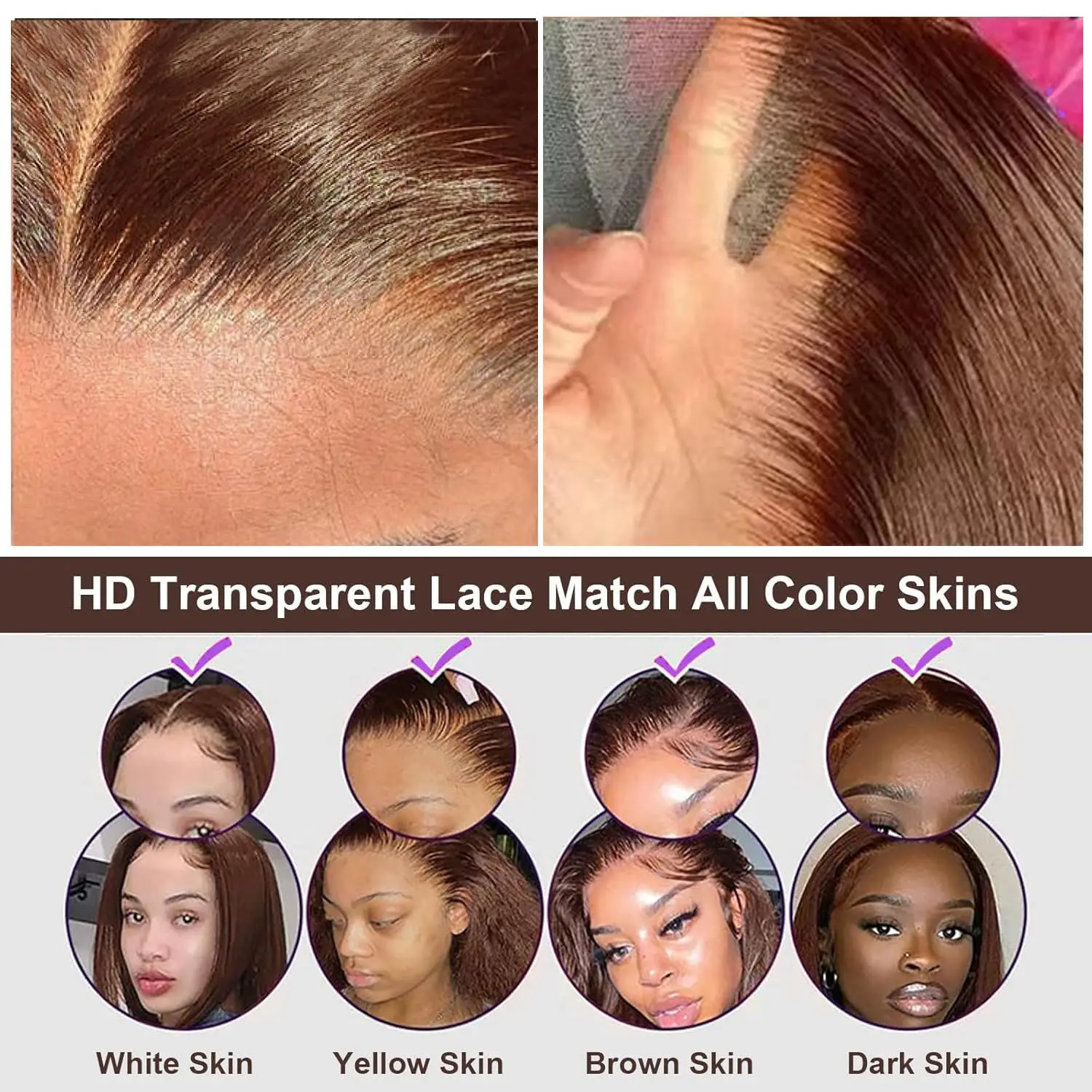 200% Density Colored #4 Brown Wig Human Hair 13x6 Straight Lace Front Wigs Human Hair Pre Plucked Chocolate Brown Lace Front Wig