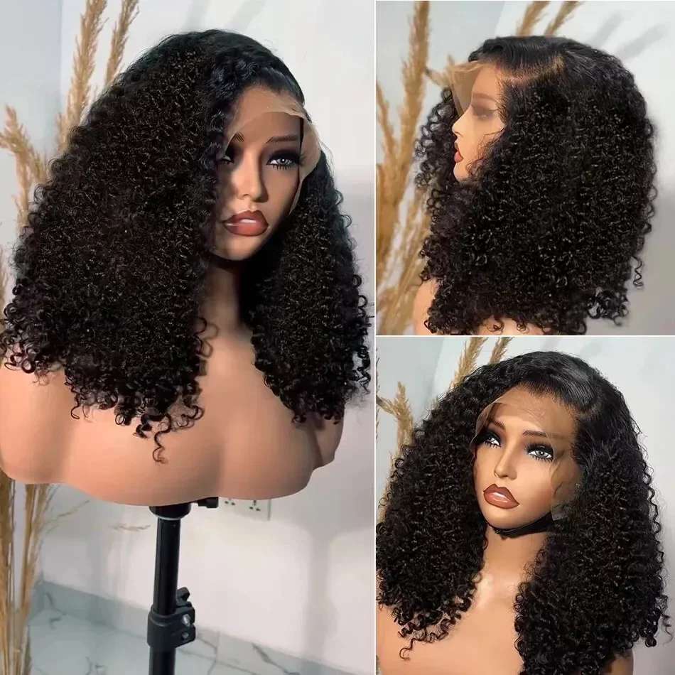 Cutebla 250% 13x6 HD Bob Wig Curly Human Hair Deep Wave Frontal Wig Brazilian Short Bob Curly Lace Front Wigs For Women