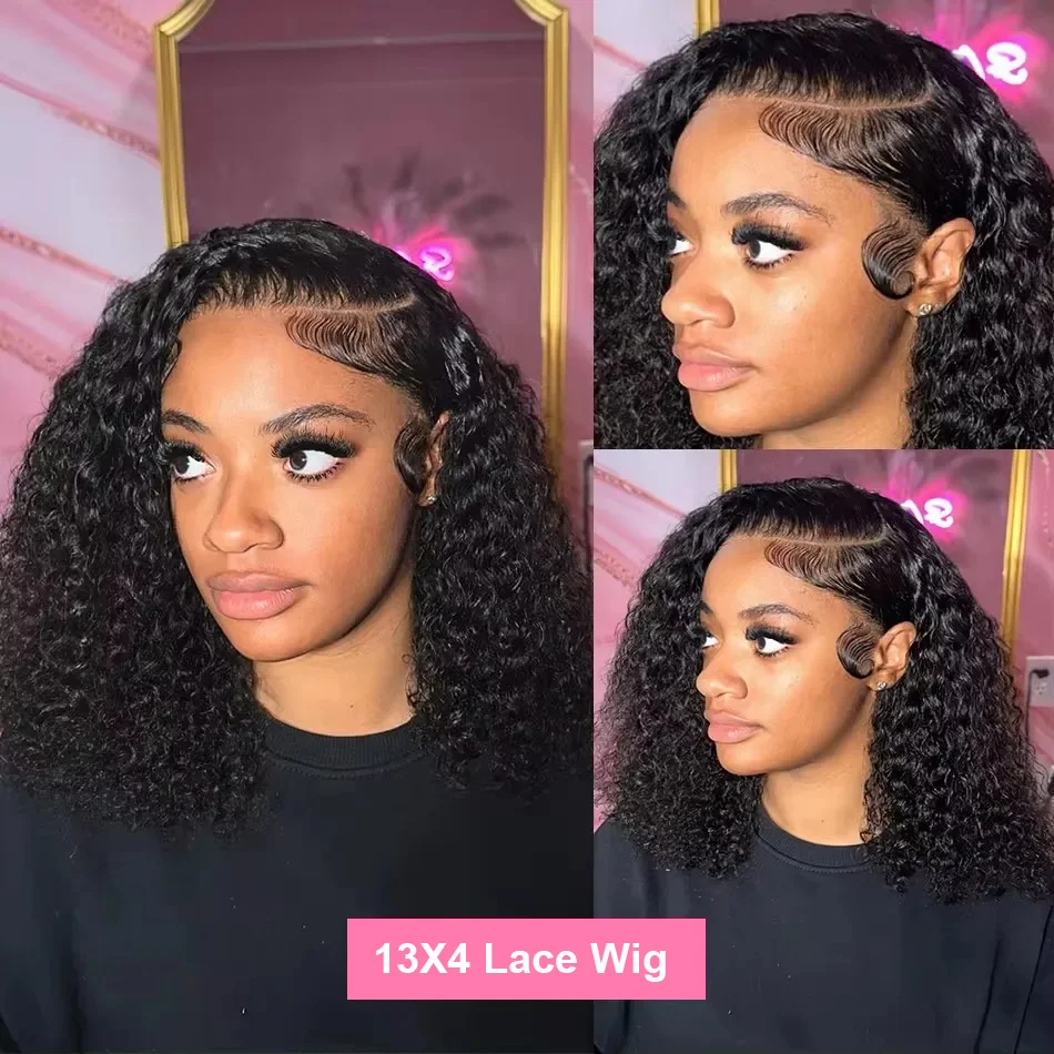 Cutebla 250% 13x6 HD Bob Wig Curly Human Hair Deep Wave Frontal Wig Brazilian Short Bob Curly Lace Front Wigs For Women