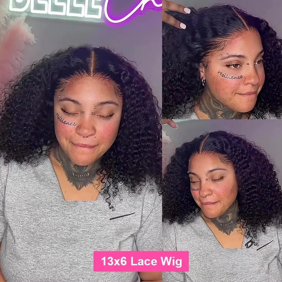 Cutebla 250% 13x6 HD Bob Wig Curly Human Hair Deep Wave Frontal Wig Brazilian Short Bob Curly Lace Front Wigs For Women