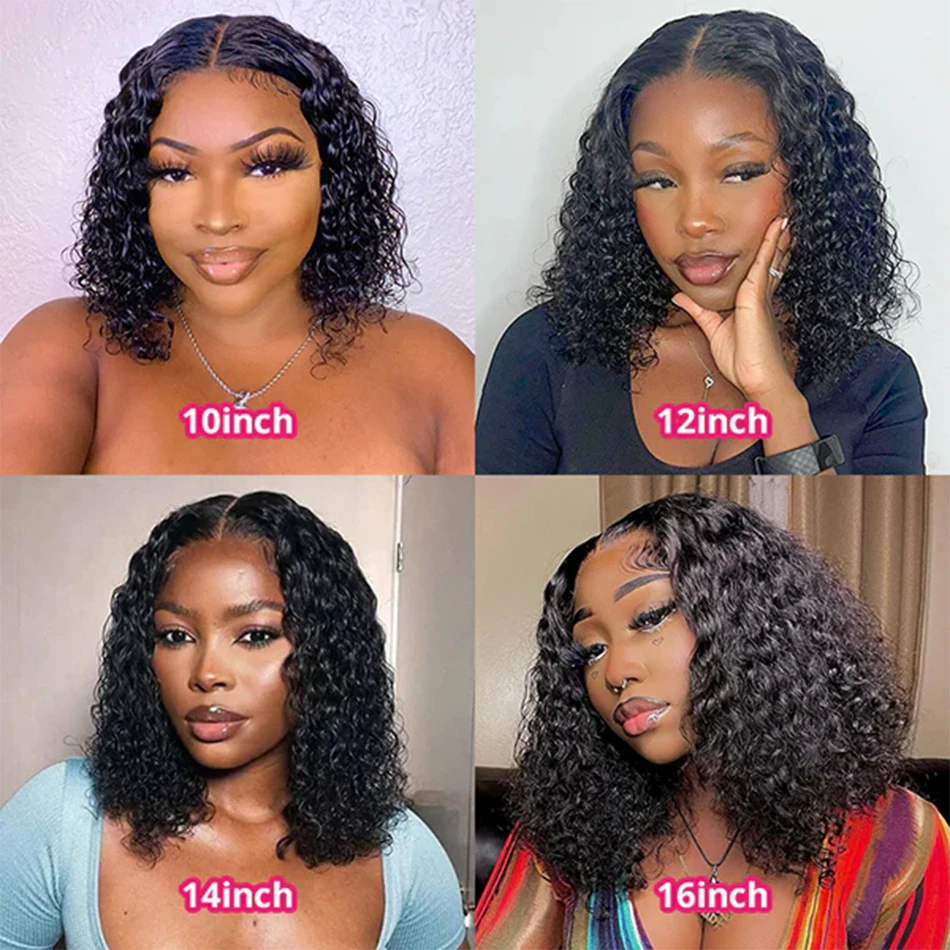 Cutebla 250% 13x6 HD Bob Wig Curly Human Hair Deep Wave Frontal Wig Brazilian Short Bob Curly Lace Front Wigs For Women
