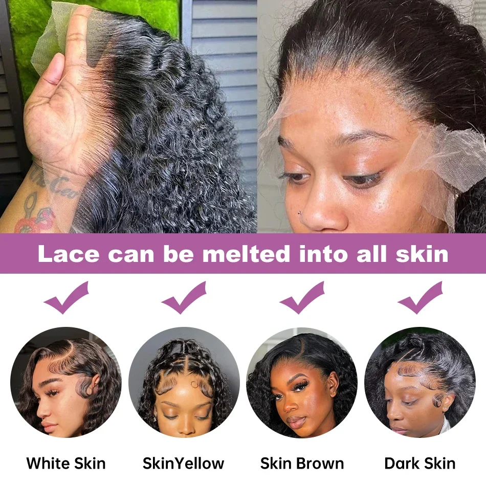 Cutebla 250% 13x6 HD Bob Wig Curly Human Hair Deep Wave Frontal Wig Brazilian Short Bob Curly Lace Front Wigs For Women