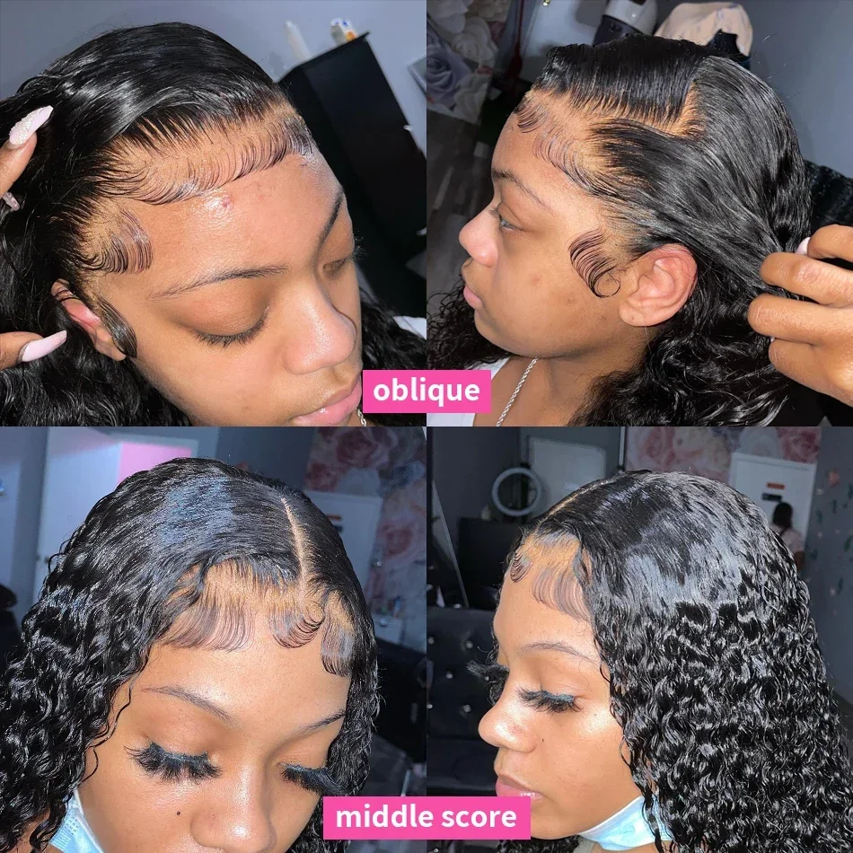 Cutebla 250% 13x6 HD Bob Wig Curly Human Hair Deep Wave Frontal Wig Brazilian Short Bob Curly Lace Front Wigs For Women