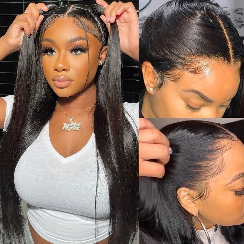 Bone Striaght HD 4x4 Lace Front Wigs Human Hair Pre Plucked 180% Density 4x4 Closure Human Hair Wig 100% Natural For Black Women