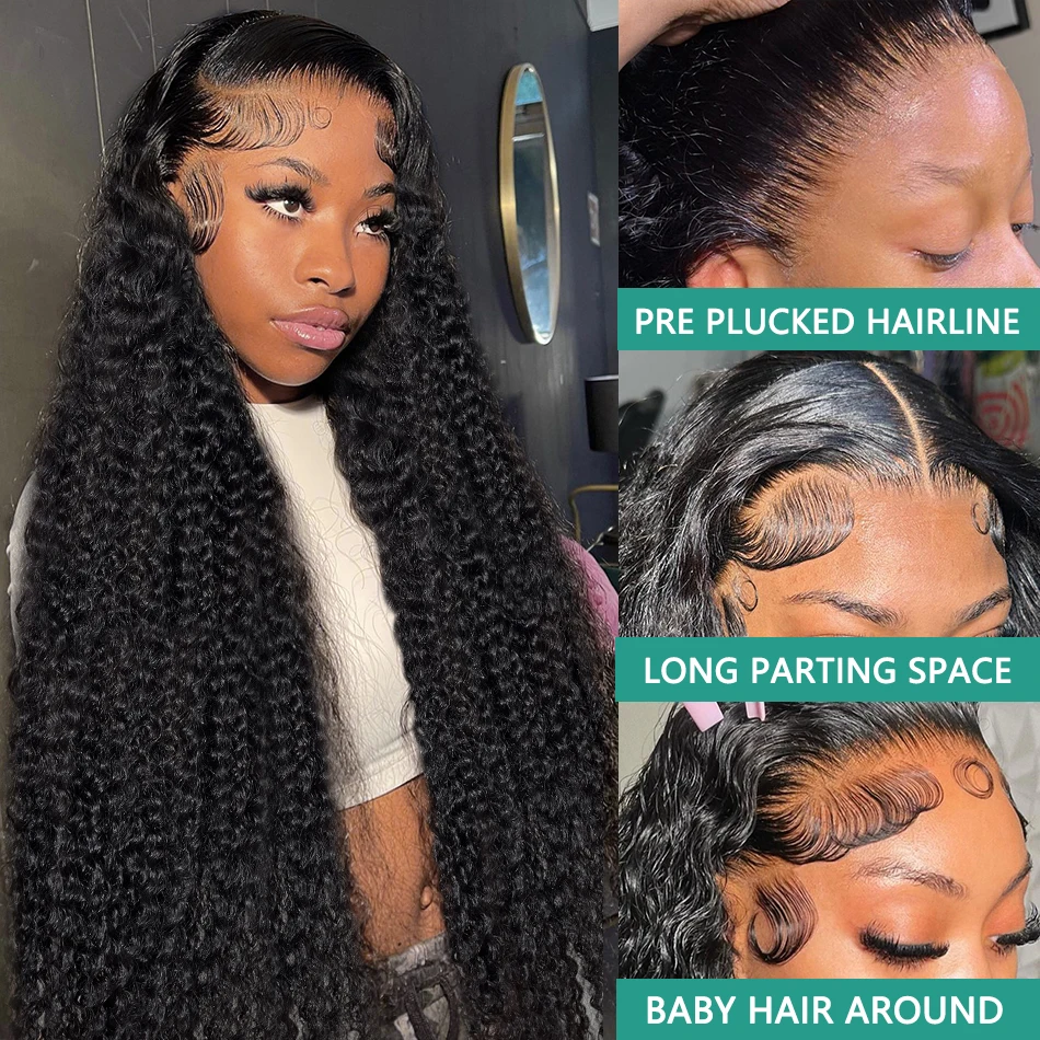30 40 42 Inch Brazilian Curly 13x4 13x6 HD Lace Front Human Hair Wigs Pre plucked Loose Deep Wave Lace Frontal Wig Glueless Wig