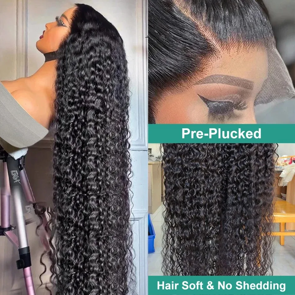 30 40 42 Inch Brazilian Curly 13x4 13x6 HD Lace Front Human Hair Wigs Pre plucked Loose Deep Wave Lace Frontal Wig Glueless Wig