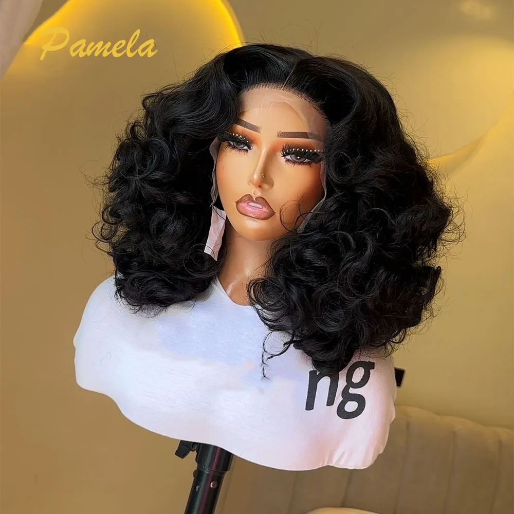 Super Double Drawn Glueless Wig 100% Human Hair Ready To Go Loose Deep 250% High Density 13x4 Transparent Lace Front Bob Wigs