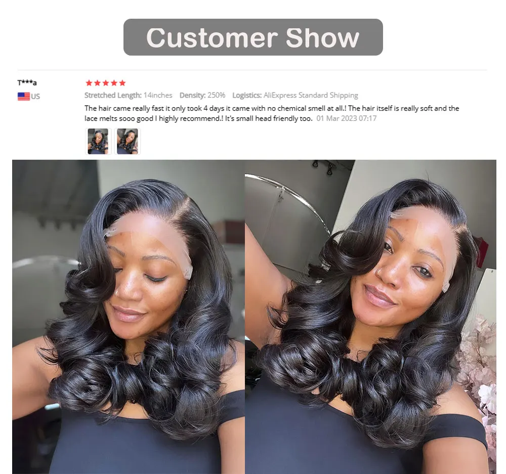 Super Double Drawn Glueless Wig 100% Human Hair Ready To Go Loose Deep 250% High Density 13x4 Transparent Lace Front Bob Wigs