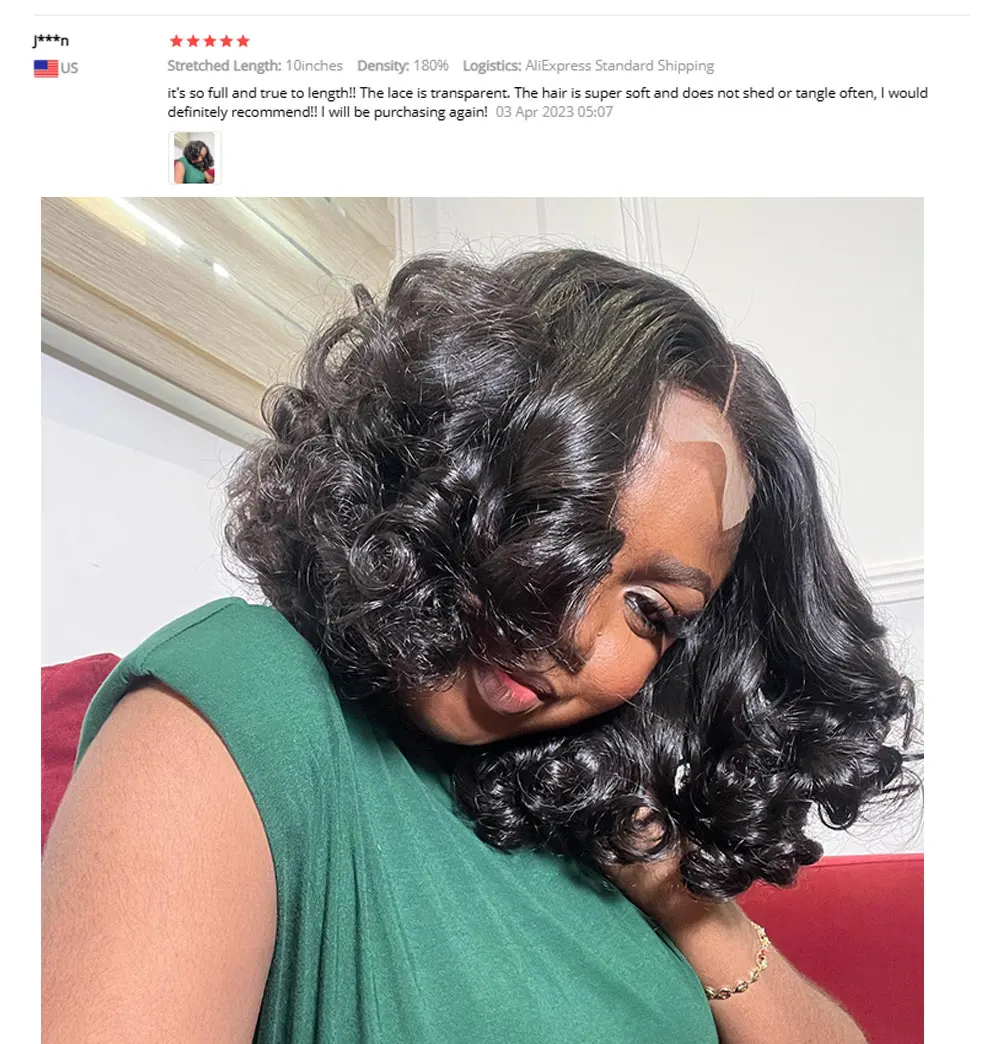 Super Double Drawn Glueless Wig 100% Human Hair Ready To Go Loose Deep 250% High Density 13x4 Transparent Lace Front Bob Wigs