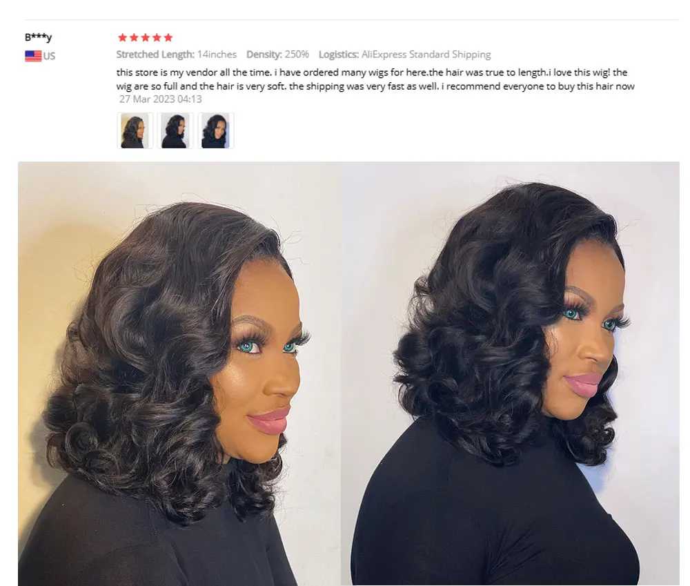 Super Double Drawn Glueless Wig 100% Human Hair Ready To Go Loose Deep 250% High Density 13x4 Transparent Lace Front Bob Wigs
