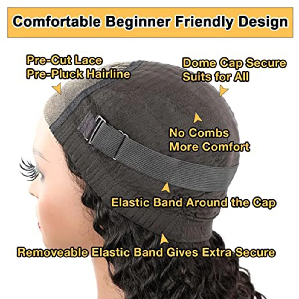 Super Double Drawn Glueless Wig 100% Human Hair Ready To Go Loose Deep 250% High Density 13x4 Transparent Lace Front Bob Wigs