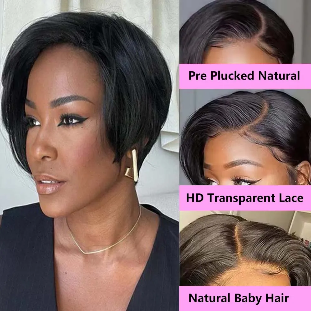 Straight Pixie Cut Human Hair Wig Short Wigs 13x4 Lace Front Wigs Human Hair Pre Plucked Pixie Cut Wig Natural For Black Women Straight Pixie Cut Human Hair Wig Short Wigs 13x4 Lace Front Wigs Human Hair Pre Plucked Pixie Cut Wig Natural For Black Women