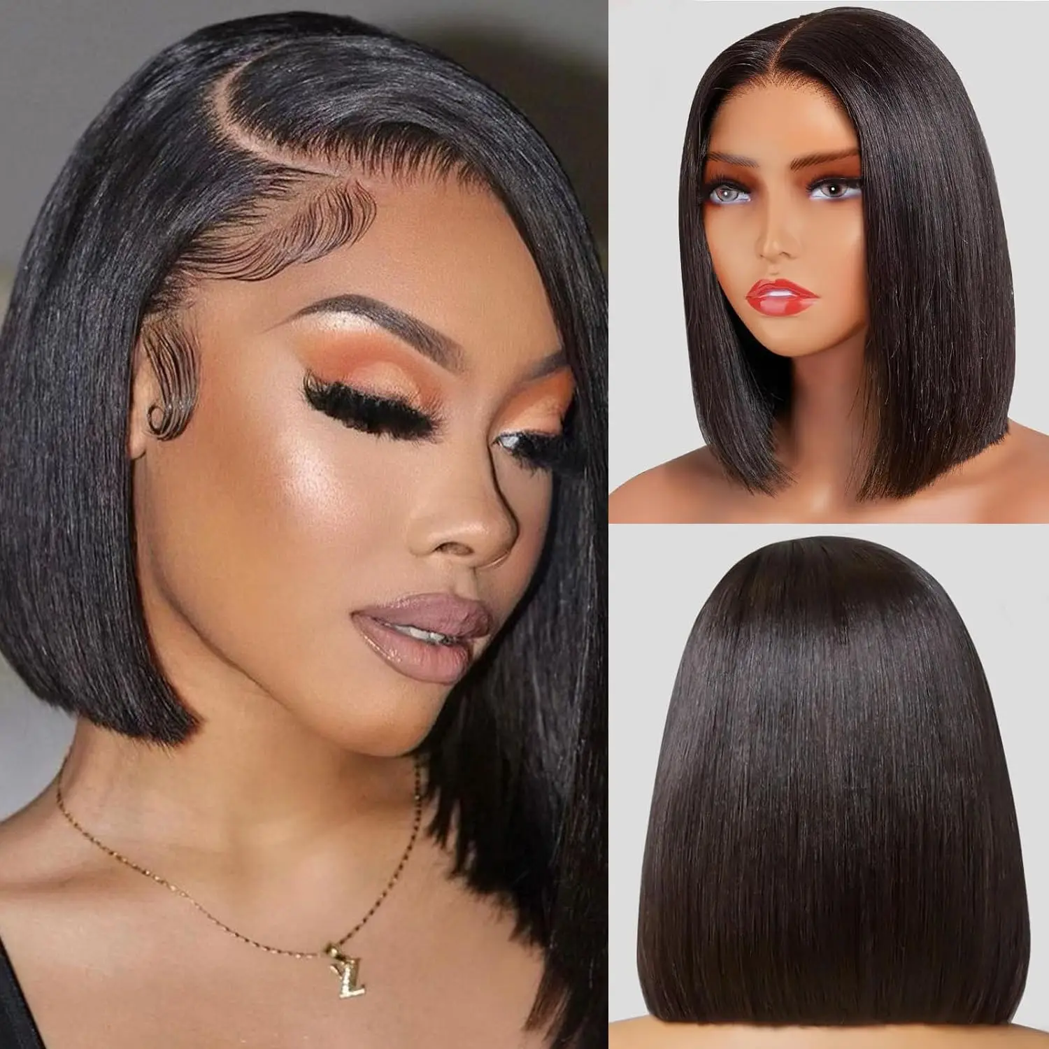 Brazilian Human Hair Remy Bone Straight Hair Bob Wigs
