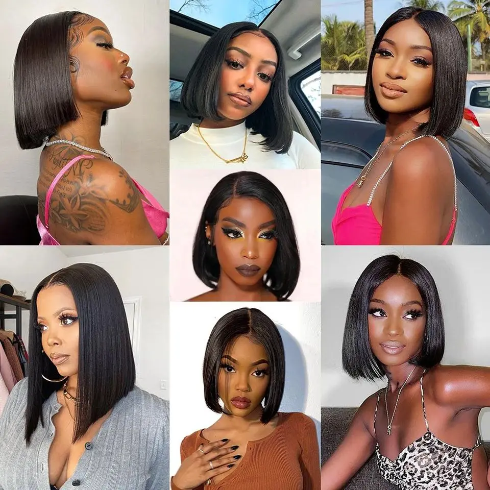 Brazilian Human Hair Remy Bone Straight Hair Bob Wigs