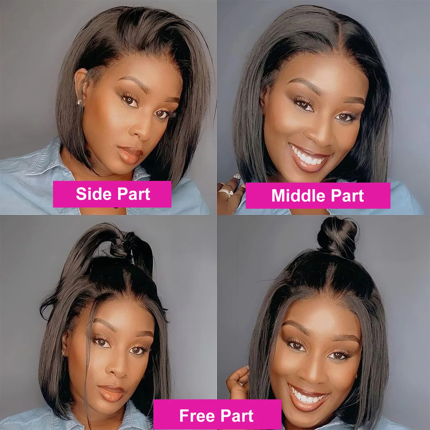 Brazilian Human Hair Remy Bone Straight Hair Bob Wigs