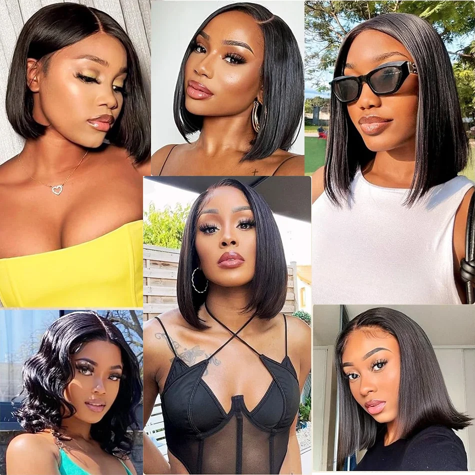Brazilian Human Hair Remy Bone Straight Hair Bob Wigs