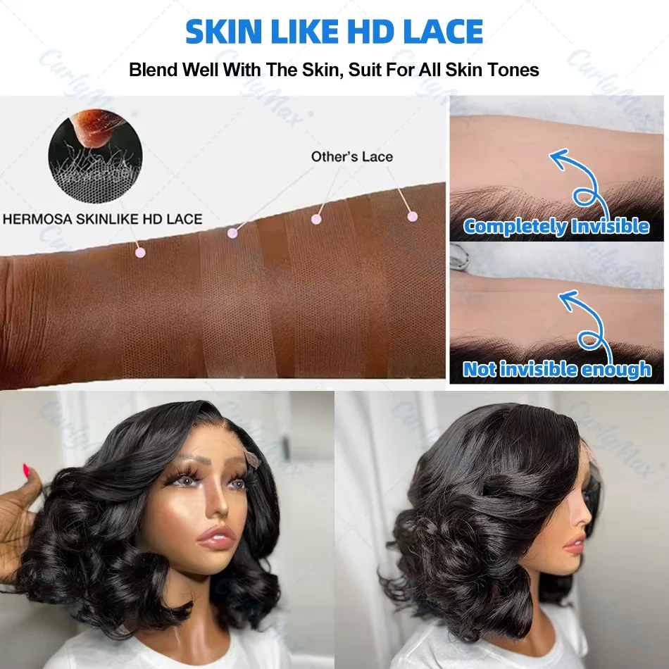 Body Wave Short Bob Wig 13x4 Lace Front Human Hair Wigs 230% Water Wave 4X4 Closure Hair Wig With Baby Hair 5x5 Glueless Wig