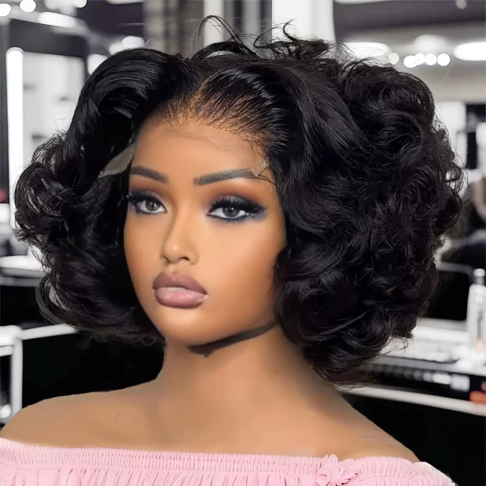 Body Wave Short Bob Wig 13x4 Lace Front Human Hair Wigs 230% Water Wave 4X4 Closure Hair Wig With Baby Hair 5x5 Glueless Wig