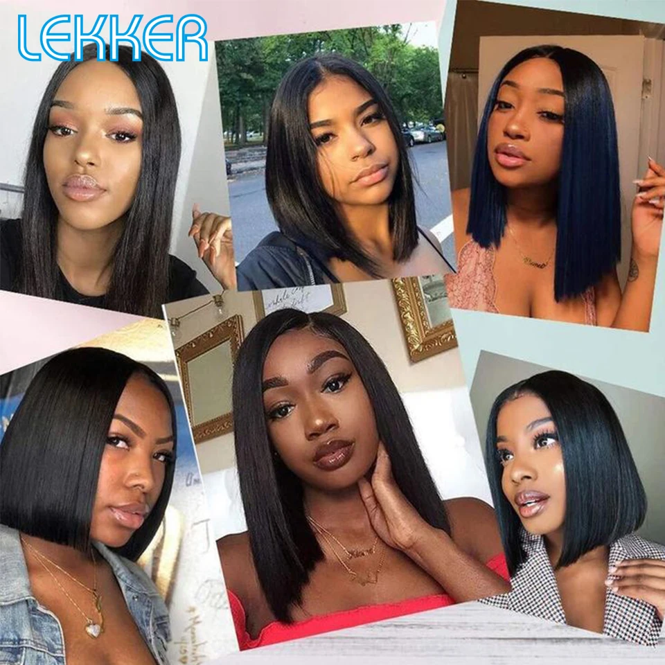 Lekker Highlight Brown Straight Bob Lace Front Human Hair Wig