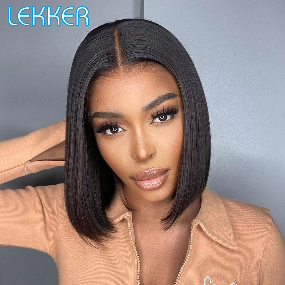 Lekker Highlight Brown Straight Bob Lace Front Human Hair Wig