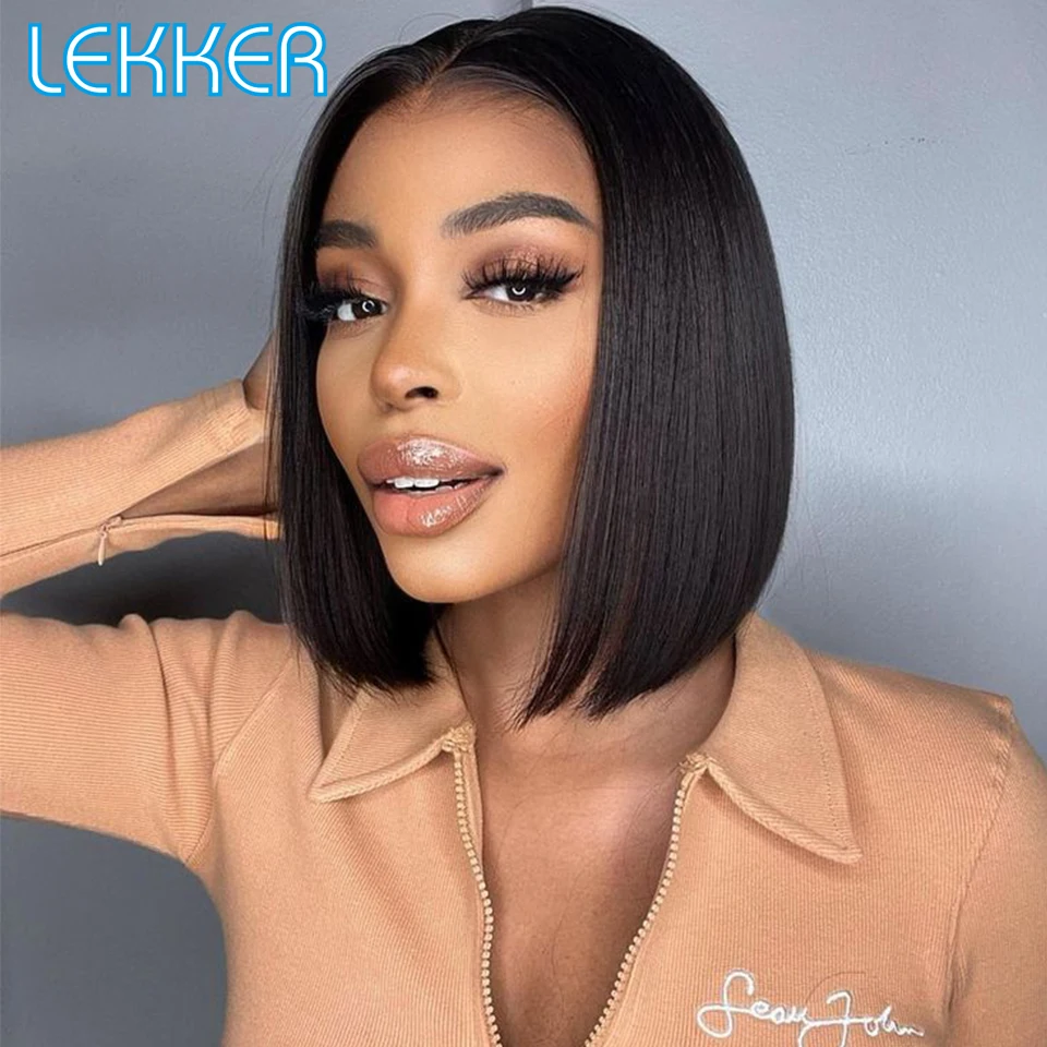 Lekker Highlight Brown Straight Bob Lace Front Human Hair Wig