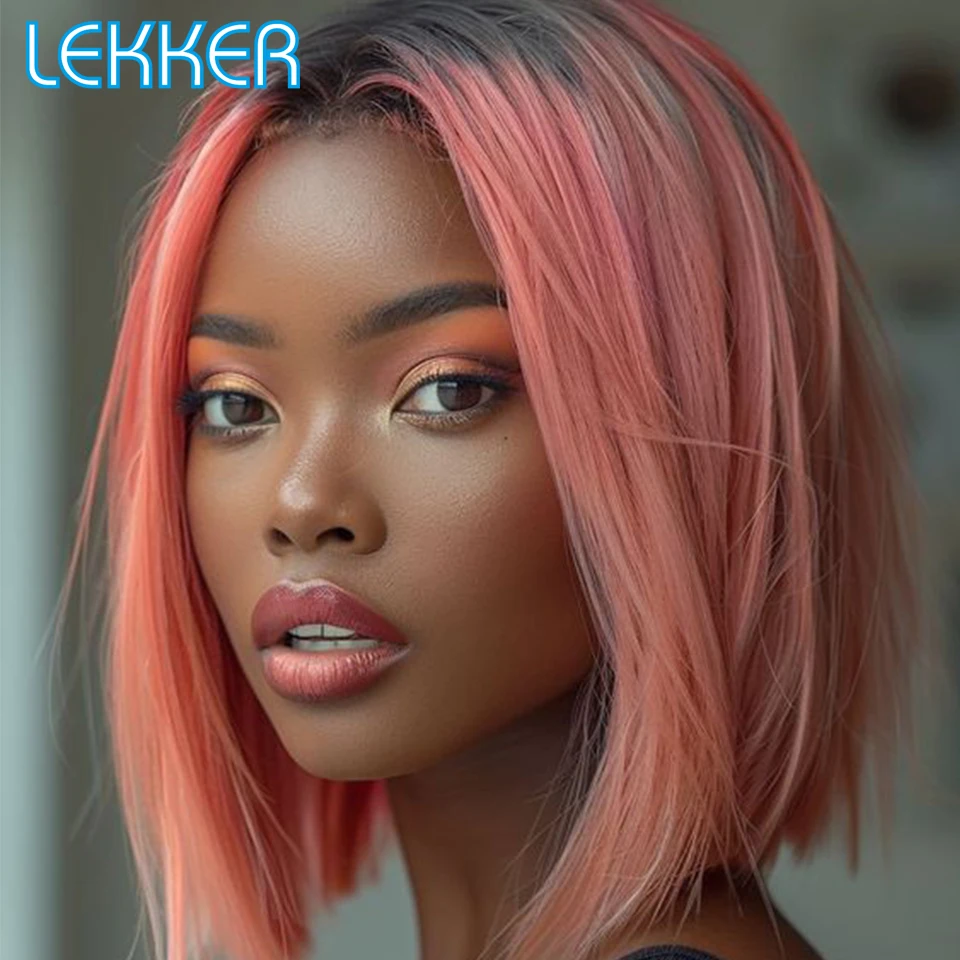 Lekker Highlight Brown Straight Bob Lace Front Human Hair Wig