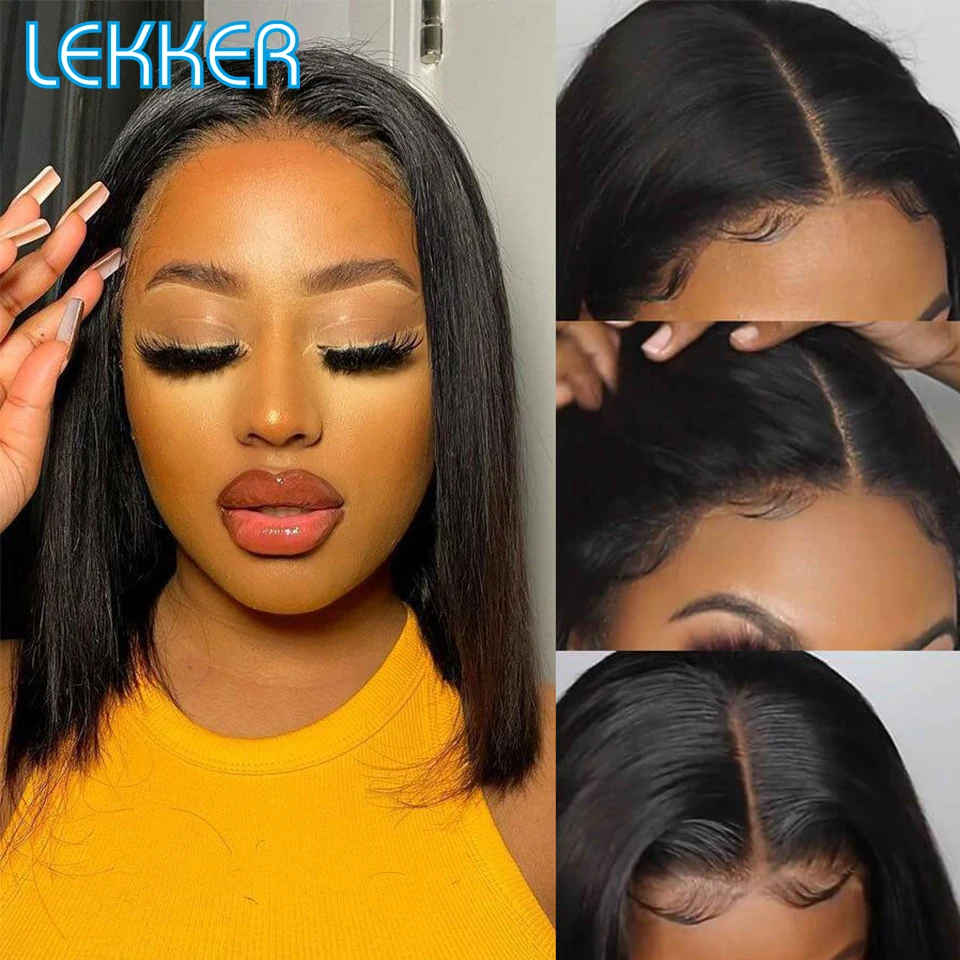 Lekker Highlight Brown Straight Bob Lace Front Human Hair Wig