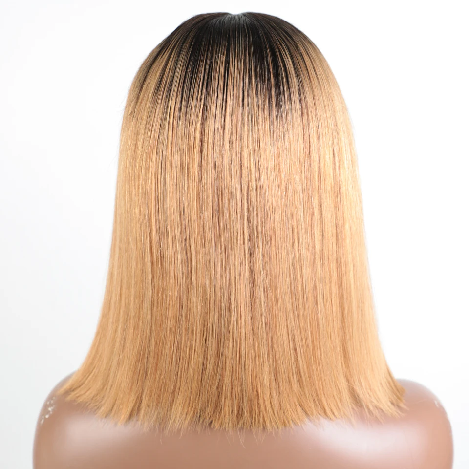 Lekker Highlight Brown Straight Bob Lace Front Human Hair Wig