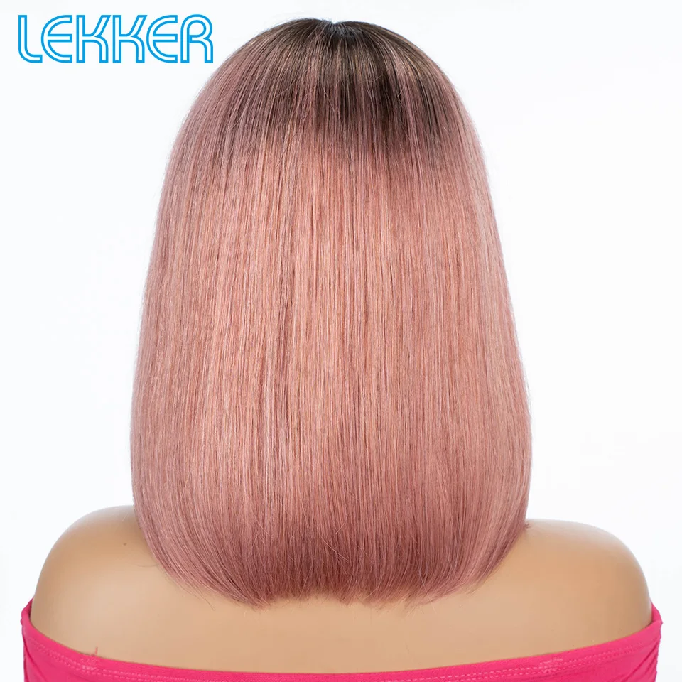 Lekker Highlight Brown Straight Bob Lace Front Human Hair Wig