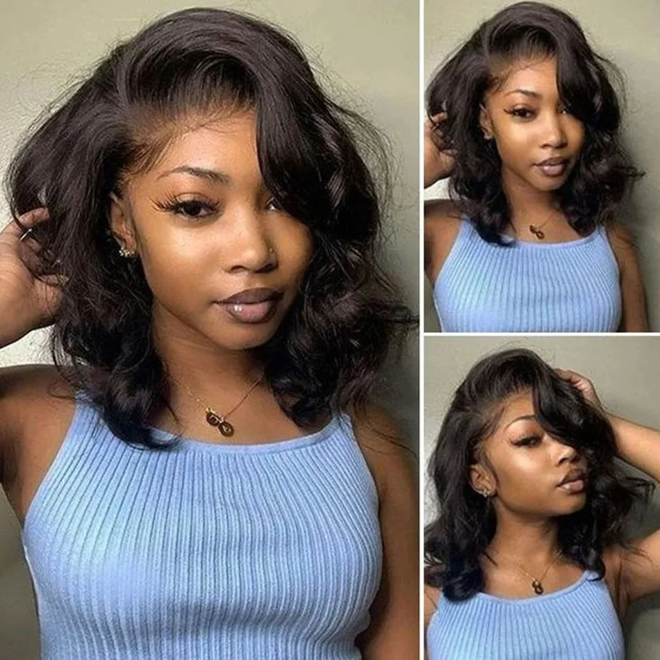 Short Bob Human Hair 200% Lace Frontal Bob Wig