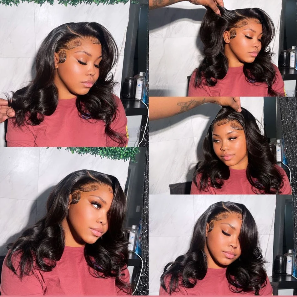 Short Bob Human Hair 200% Lace Frontal Bob Wig
