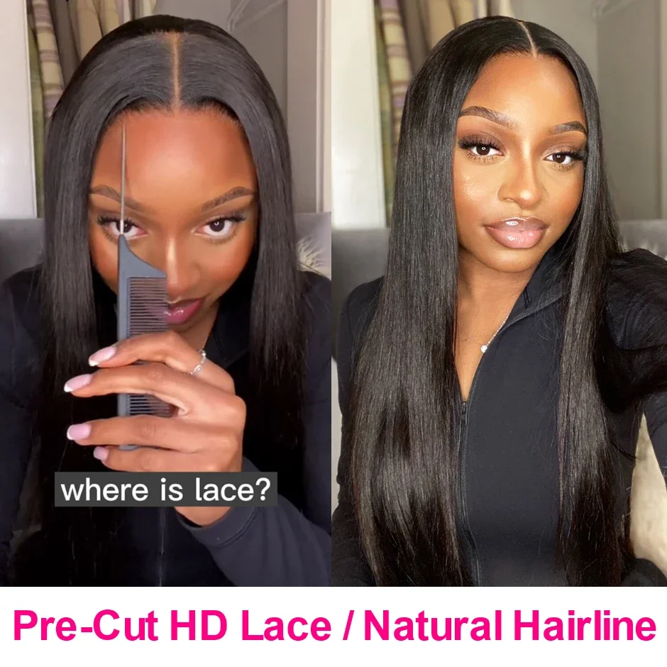 Wear and Go Glueless Wig Human Hair Pre Cut Ready to Wear 4x4 Lace Front Closure Wig Straight Glueless Wig Human Hair for Women