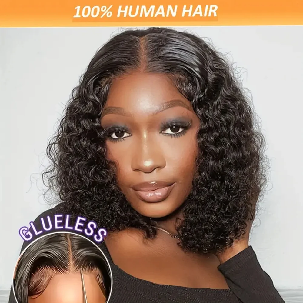 Short Bob Glueless Wigs Deep Wave Glueless Human Hair Ready To Wear 180% Pre Cut Lace 4x4 13x4 Black Culry Lace Front Human Hair Short Bob Glueless Wigs Deep Wave Glueless Human Hair Ready To Wear 180% Pre Cut Lace 4x4 13x4 Black Culry Lace Front Human Hair