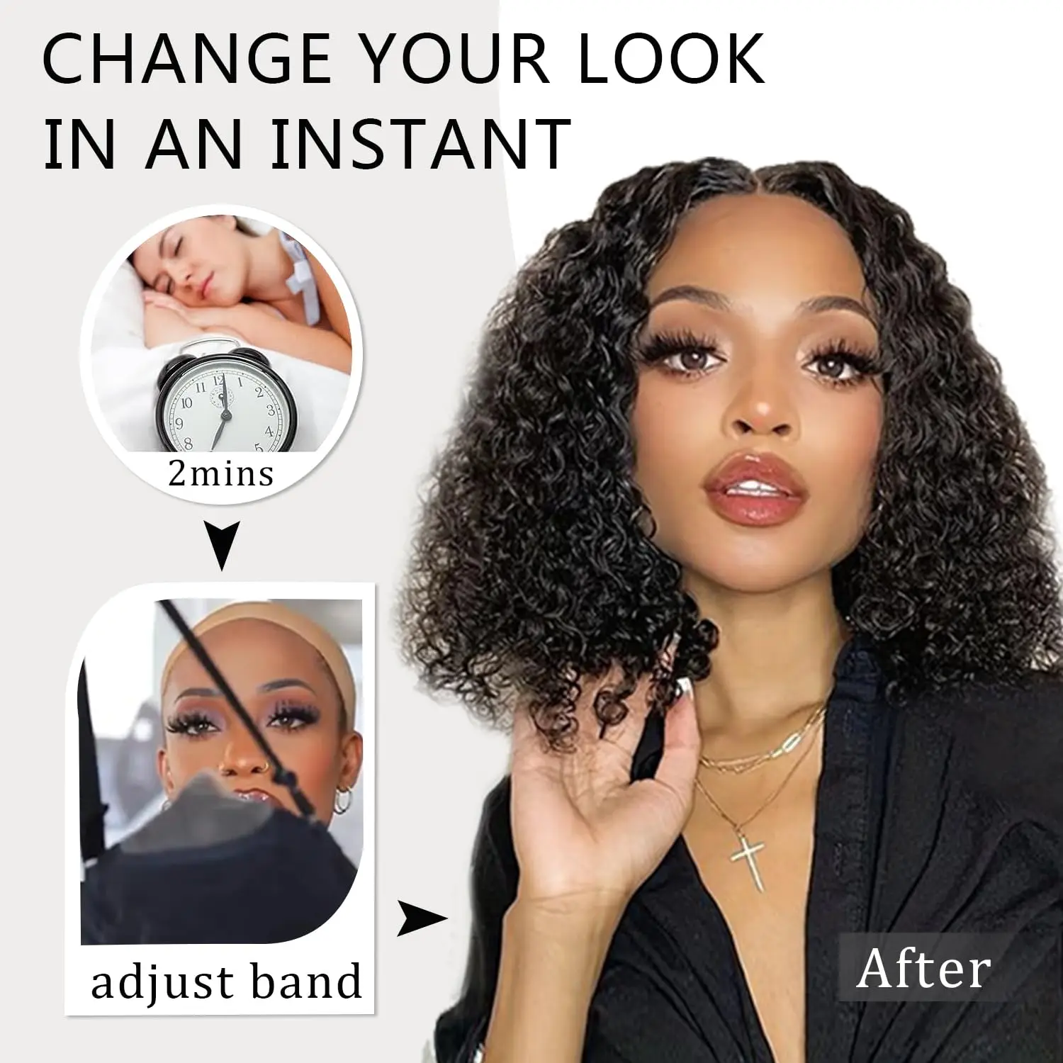 Short Bob Glueless Wigs Deep Wave Glueless Human Hair Ready To Wear 180% Pre Cut Lace 4x4 13x4 Black Culry Lace Front Human Hair